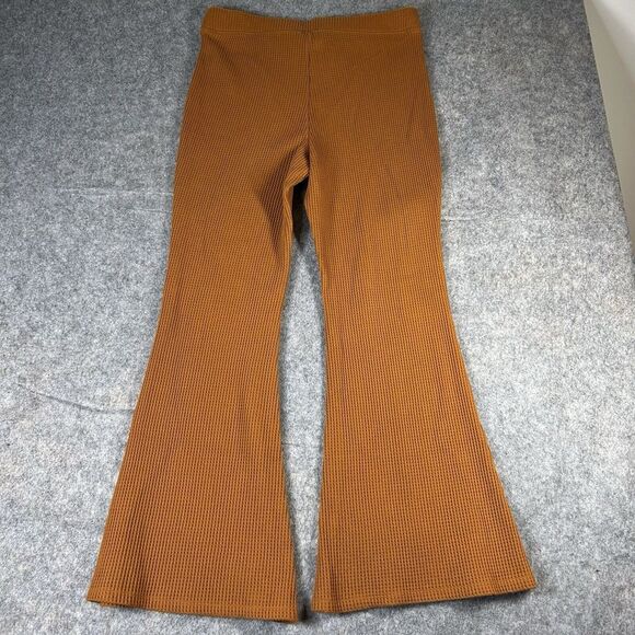Aerie Pants Women’s XL High Waisted Waffle Knit Pull On Flare Loungewear Relaxed - Picture 7 of 10
